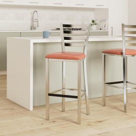 Linon Home Decor Products Hampton Silver Metal 30" Barstool with Rust Faux Leather Seat (Set of 2)