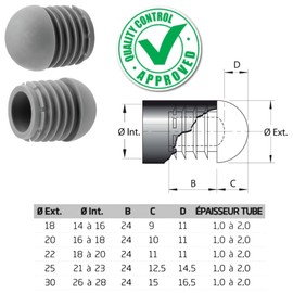 cyclingcolors Chair Plugs, Lamellar Plugs with Ball Head, Round, Non-Slip, for Round Tube, Plastic End Caps, Grey, 25 mm, Pack of 1