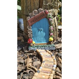Spindee Fairy Door For Garden Trees Outdoor Accessory Ornament Resin 16cm Choose Colour (Blue)