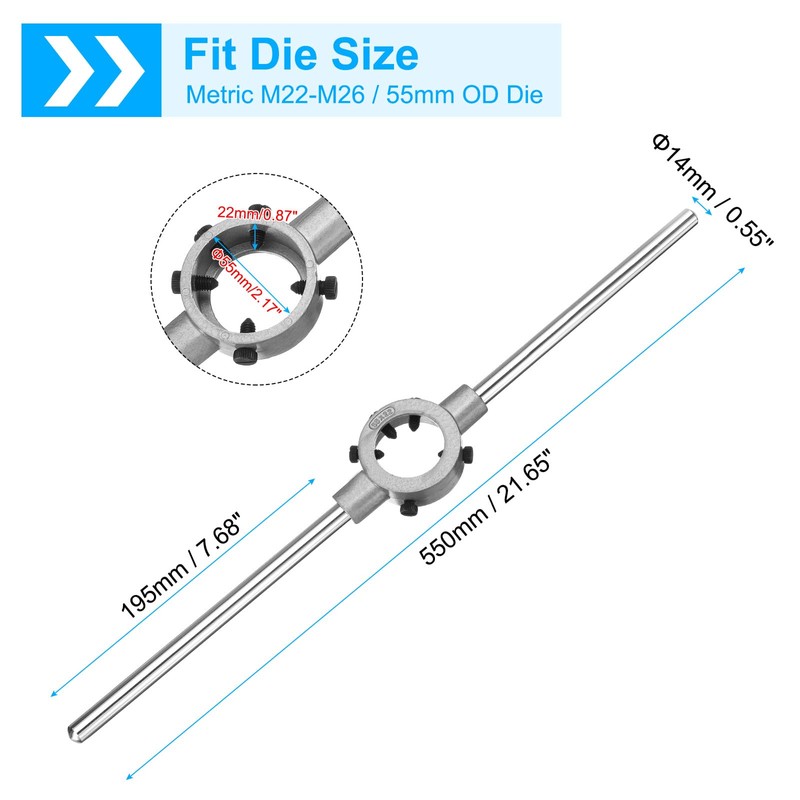 sourcing map 55mm x 22mm Die Stock Handle Wrench for