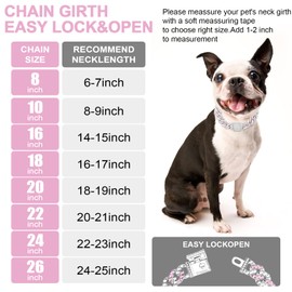 WimuPath Silver-Plated Pink Diamond Dog Collar - Cuban Style Metal Chain with Secure Buckle, Luxury Durable Collar for Small/Medium/Large Dogs & Puppies
