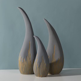 MODIRNATION 'Teardrop' Modern Ceramic Vase, Contemporary Minimalistic Design, Unique Elegant Flower Vase, Decor for Living Room Bedroom, Kitchen, Home and Office (Large)