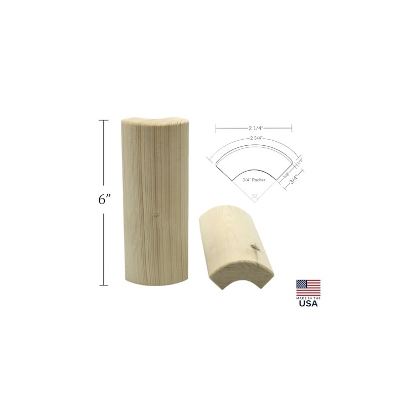 Pine Outside Radius Corner Base Block Bullnose, 3/4" x 2