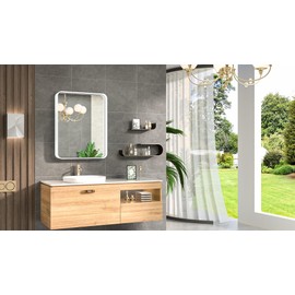 TokeShimi 16 x 24 Inch White Bathroom Wall Mirror Vanity Metal Frame Round Corner Rectangular for Home Decor Living Room Entryway (Horizontal/Vertical)