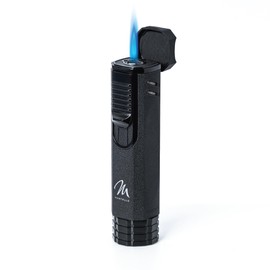 Mantello Torch Lighter, Cigar Butane Lighter- Single Flame Cigar Torch with Built-in Punch Cutter, Draw and Cigar Rest