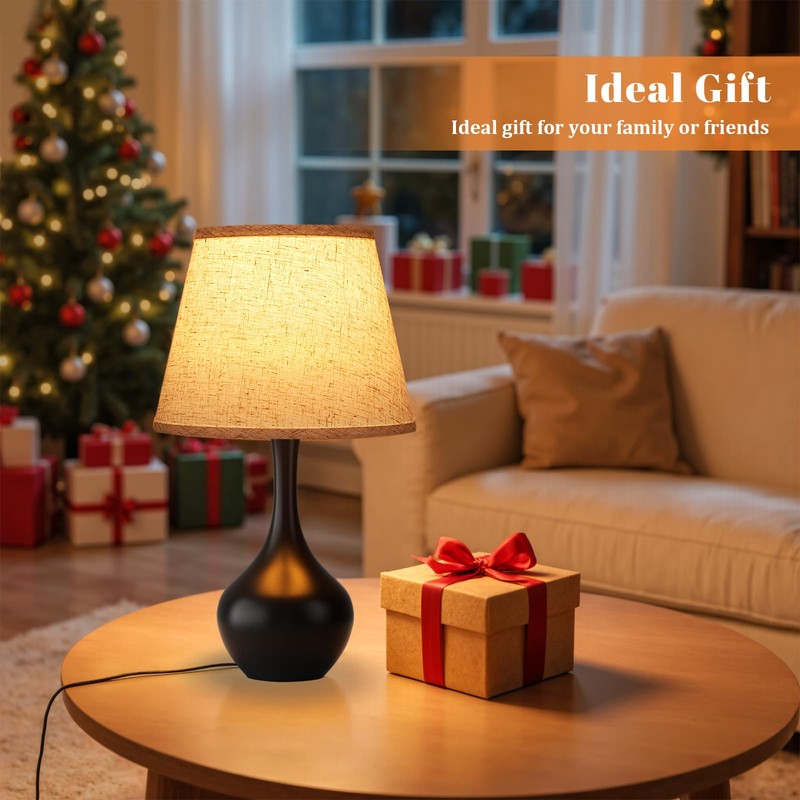 Seealle 16.1" Touch Table Lamps for Nightstand, 3-Way Dimmable Small