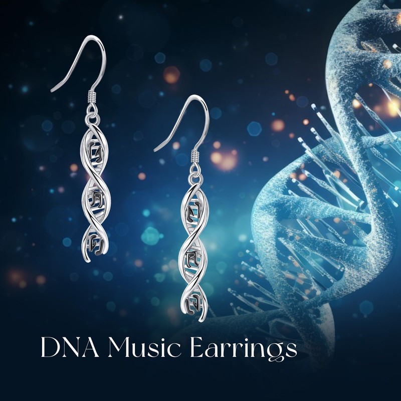 DNA Earrings Sterling Silver DNA Dangle Earring Science Earrings Music