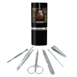 Music Is Beautiful Guitar Inspiriational Stainless Steel Manicure Pedicure Grooming Beauty Care Travel Kit
