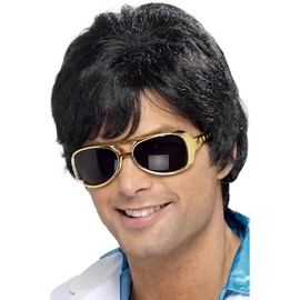 Smiffys 70s Shag Wig, Black Short, Flicked with Fringe, 1970's Disco Fancy Dress, 1970s Dress Up Wigs