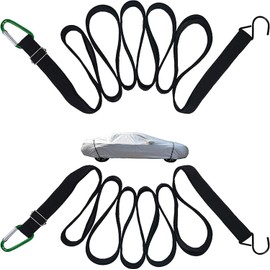 Windproof Belt (Car Cover Fixing, Elastic Band, Length 14.7 ft (4.4 m), Set of 2, For Car Covers, Belt, Drawstring & Fasteners, Elastic Band, Wind Prevention Rope, Windproof Strip, Anti-Blowing,