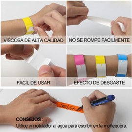1400 Piezas Pulseras Identificativas de Neón, Papel para Eventos,Eventos Coloridas Pulseras, Muñequeras de neón, Impermeables,Pulseras para Fiestas, Brazaletes para Eventos, Bares, Conciertos