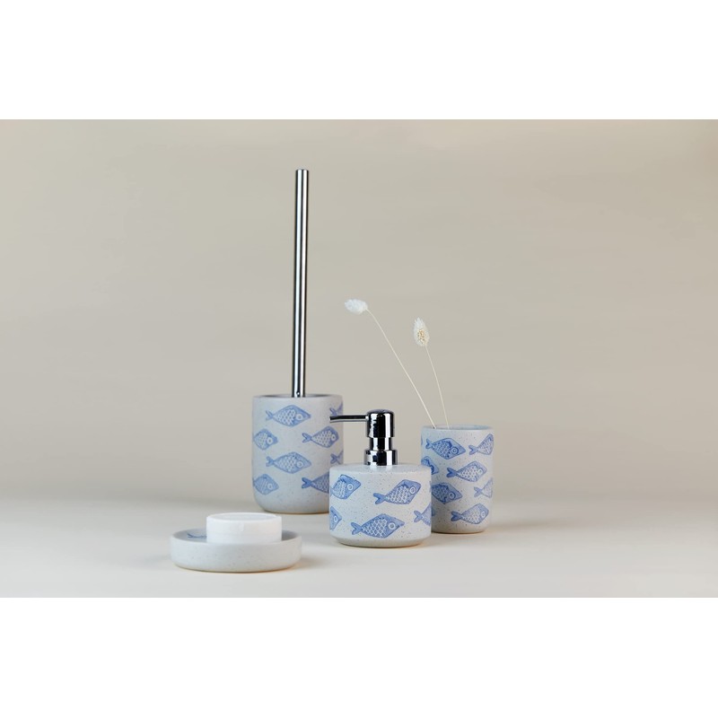 Wenko Aquamarin Toilet Brush Holder, Ceramic, Beige, 10 x 40