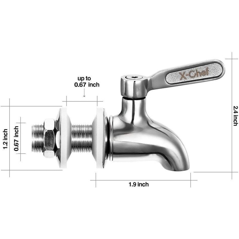 X-Chef Beverage Dispenser Spigot Replacement, Stainless Steel Metal Spigot for