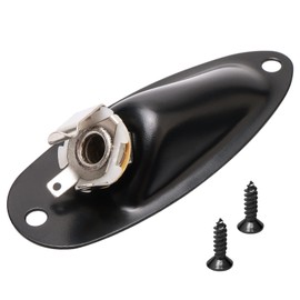 Jack Plate Boat Style Oval 0.25 Inches Guitar Pickup Output Input Jack Plug Socket Black for FD Strat Guitar
