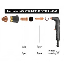 Upgraded Plasma Cutter 40A Tips 249928&Electrodes 249926 Kit for Miller Spectrum 625 X-TREME plasma cutter XT-40 torch(PK10,40A)