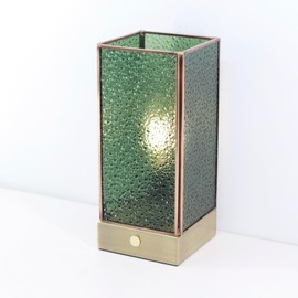 MQYXH Small Tiffany Stained Glass Touch Table Lamp Desk Night Light 3-Way Dimmable Accent Lighting Green Diamond Style