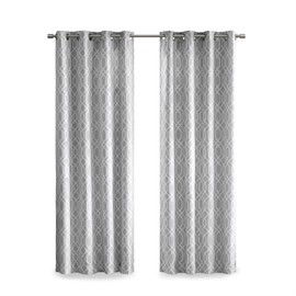 Sun Smart Albina Energy Efficient Blackout Curtain for Bedroom, Ogee Texture Luxury 1-Panel Pack Window Living Room Family-Room Kitchen, Grommet Top, 50''x84'', Grey