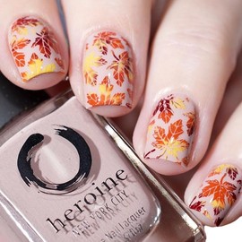 Fall Press on Nails Short Square Fake Nail Orange Yellow Maple False Nail Glue on Nail Autumn Glossy Full Cover Acrylic Nails Gradient Maple Leaf 24Pcs Fall Nails Press ons for Women