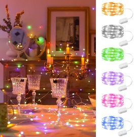 HXWEIYE 6 Pack Multicolor Fairy Lights Battery Operated, 7ft 20LED Mini Fairy String Lights Mason Jar Lights, Waterproof Firefly Starry Lights for DIY Wedding Party Bedroom Patio Christmas Décor