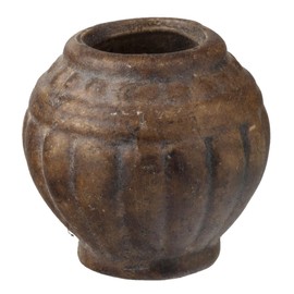 Melody Jane Dolls House Round Aged Pot Brown Patterned Vase Home Ornament Garden Accessory