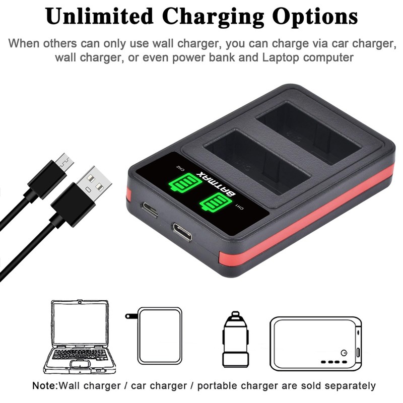 Batmax 2Pcs LP-E12 Battery + USB LCD Dual Charger with