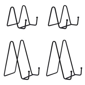 Jesustree Iron Easels, Metal Plate Stand, Plate Holder Stand Stand, Plate Stand for Bowl, Plate, Books, Art, Craft, Photo Frame, Pack of 4 (Black)