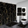 AZHM 4Pcs Shower Curtain Sets Black and Gold Marble Bathroom