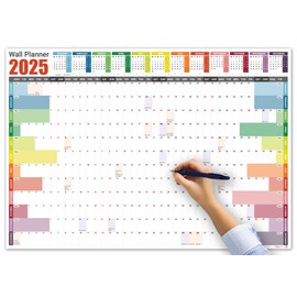 Giftinghouse 2025 Wall Planner A2 Laminated - Full Year Wall Planner 2025 UK - Wall Calendar 2025 with mount stickers for academic, office, home and school by (42 x 59.4 cm) - A2 size.