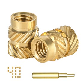 QSJ 40Pcs Threaded Inserts Heat Set Inserts Kit M4x8.1x6.3 Brass Insert Nut with Soldering Iron Tip for 3D Printed Plastic Materials
