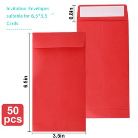 Paquete de 100 sobres rojos para dinero en efectivo, 3.5 x 6.5 pulgadas, sobres autosellables para plan de ahorros, sobres de dinero para efectivo, monedas, cheques y objetos pequeños, tarjeta de