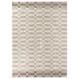 LUXE WEAVERS Modern Geometric Beige 5x7 Area Rug, Contemporary Checkered Stain Resistant Carpet
