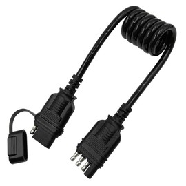 3ft/36 4 Pin Flat Trailer Extension Coiled Cable 18 Gauge Male and Female Wiring Harness Adapter Stretchable Trailer Wire Extension Plug & Play Connector