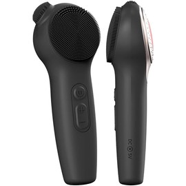 Cepillo Limpiador Facial de Silicona,3 en 1 Cepillo Facial, Función de Luz Roja y Azul Abre y Contrae Los Poros para Una Limpieza Profunda,Limpieza por ultrasonidos IPX7 Impermeables. (negro)
