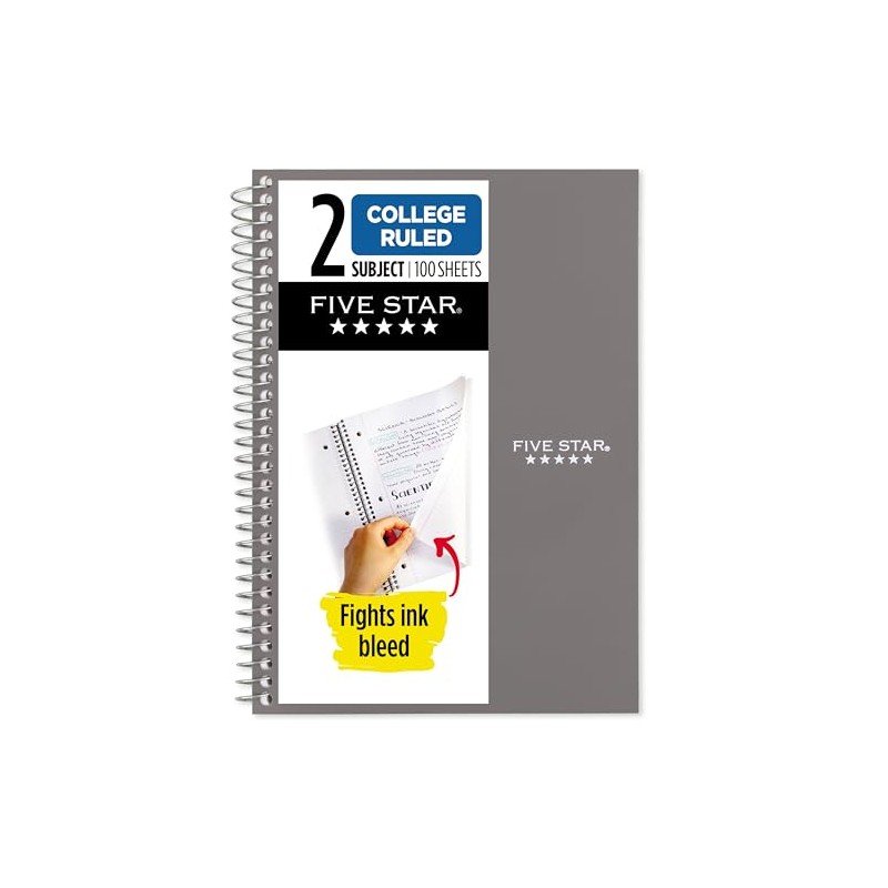 Five Star Cuaderno Espiral 2 Temas 100 Hojas Rayado Universitario