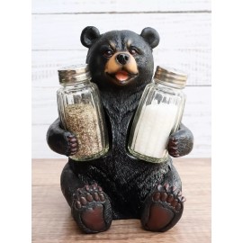 Black Bear Bearly Seasoned Salt & Pepper Shakers Kitchen Decoration Figurine