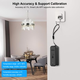 eMylo WiFi Thermometer Hygrometer Indoor Black Pack of 2