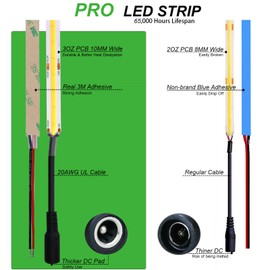 JOYLIT 24V COB LED Strip Lights Waterproof 3000K 550LM/FT Super Bright 16.4ft 2400LEDs CRI 95+, UL PRO 90W Dimmable Warm White Adhesive LED Tape for Commercial, Residential