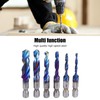6pcs Spiral Tap Drill Bit Set Blue Plating Coating Hex