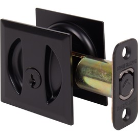 Stone Harbor Hardware Contemporary Square Pocket Door Lock, Entry Function, 2-3/8" Backset, Matte Black