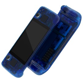eXtremeRate Clear Blue Custom Faceplate Back Plate Shell for Steam Deck LCD, Handheld Console Replacement Housing Case, DIY Full Set Shell with Buttons for Steam Deck Console - Console NOT Included