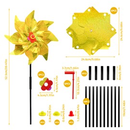 Mritrit Pack of 5 Bird Scarers for Gardens Windmills, Assembled Windmills for Garden to Scare Birds, Pigeon Deterrent for Gardens Windmill, Rom Lawn/Orchard/Farm