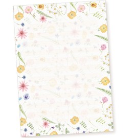 tatmotive Schreibblöcke DIN A4 liniert Flora-Bianca (2 Stück) Briefpapier Linien Block mit Blumen und besonders feiner Lineatur