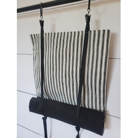 Classroom Door Curtain Black and White Ticking Stripe