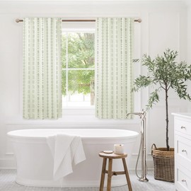 Bathroom Curtains Window,Boho Floral Blackout Short Sage Green Kitchen Curtains