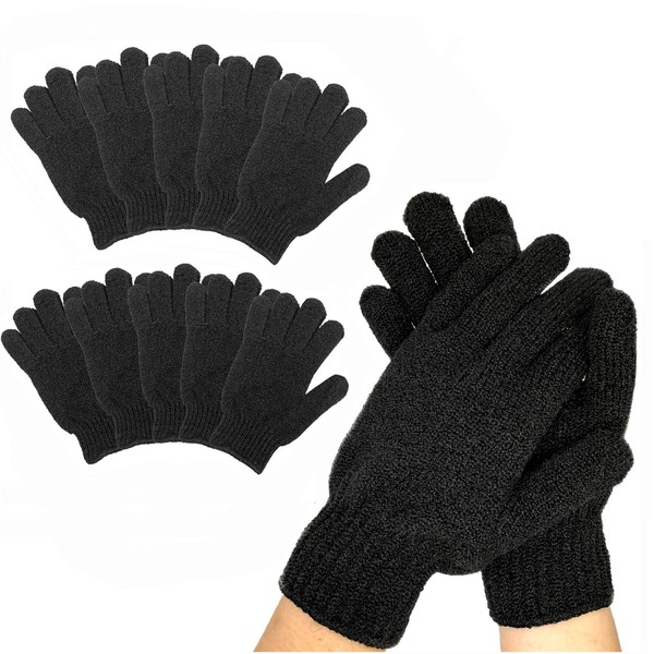 10Pairs Exfoliating Gloves - Premium Black Double Sided Scrub Wash Mitt for Bath or Shower - Luxury Spa Exfoliation Accessories for Beauty Spa Dead Skin Cell Remover, Suitable for Men and Women