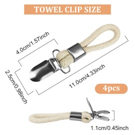 Andiker 4 PCS Towel Clip, Tea Towel Clip Beach Towel Clip for Travel Storage Clip for Bathroom Kitchen Entrance Balcony (Beige)
