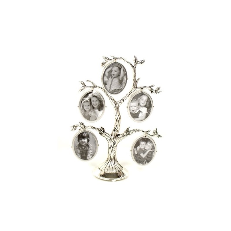 Family Tree Antique 5 Picture Silver Plated Family Photo Frame