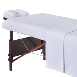 Master Massage Cotton Flannel Sheets Set (3 Piece Set) Massage Table Cover Set, Beauty Salon SPA Bed Replacement Cover, Includes Table Cover, Face Cushion Cover, Table Sheet, Pure White