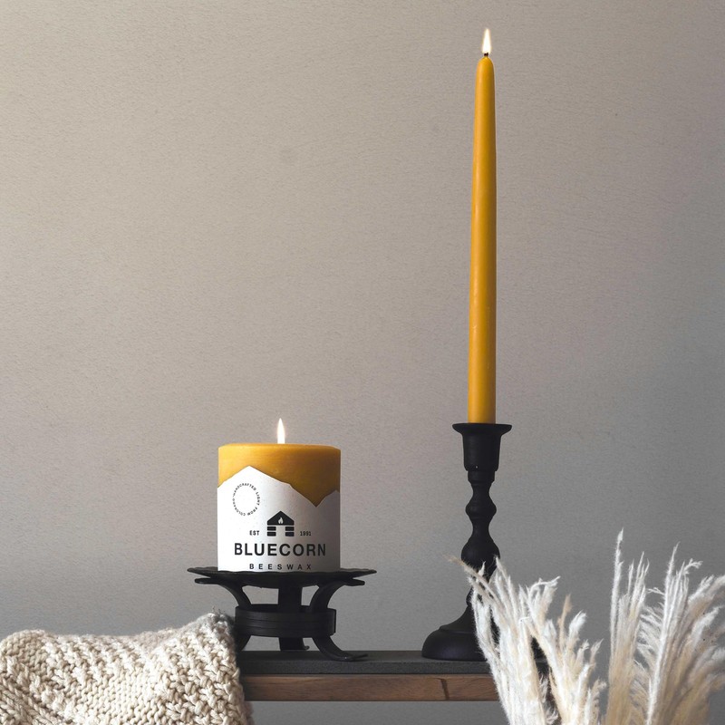 Bluecorn Beeswax Taper Candles, 100% Pure Natural Bees Wax, Pair