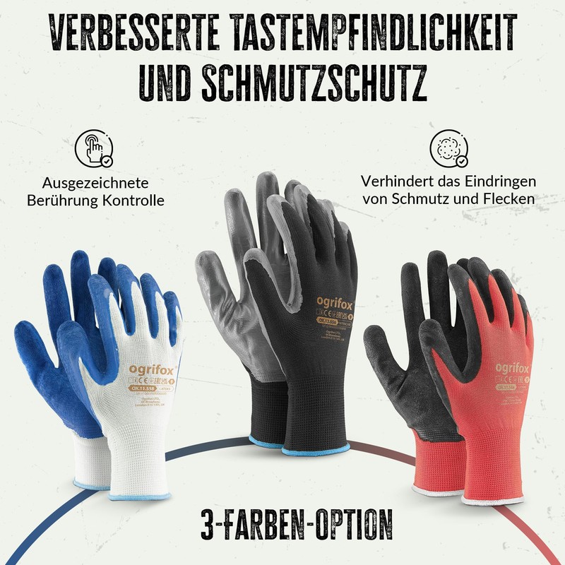 FUZZIO 12 Pairs Men's Work Gloves, Size 9, Mechanic Gloves,